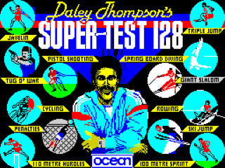 Daley Thompson's Super-Test title screen for ZX Spectrum